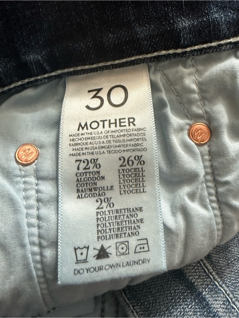 Mother The Dropout Hooked Destroyed Blue Denim Jeans Size 30 - Picture 5 of 6